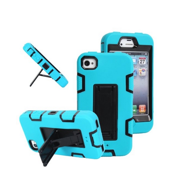 iPhone 4s case iPhone 4 case MagicSky Robot Series Hybrid Armored Case with Kickstand for Apple blue